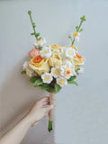 Msddl 1Bunch Finished Product Knitted Flower Rose Holding Flowers Wedding Decorate Hand-woven Bouquet Birthday Gift Artificial Flowers