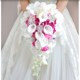 Msddl Wedding bride holding flower PU calla lily drill buckle water drop waterfall photo holding bouquet bridesmaid flower