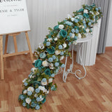 Msddl 2m White Large Artificial Flowers Row Table Runner Rose Peony Fake Green Plants Wedding Decoration Wall Backdrop Decor Floral Party Props