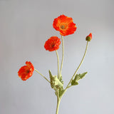 Msddl 4Pc 4 Head Poppies Artificial Silk Flowers Flocking Poppy Wedding Background Flower Arrangement Fake Flowers Party Home Decor