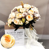 Msddl Bridal Wedding Bouquet Holding Flowers Artificial Natural Rose Wedding Bouquet with Silk Satin Wedding Party Decorations