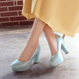 Msddl Big Size 13 14 15 platform heels women shoes woman pumps ladies Waterproof table round head high heel shallow thick heel