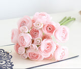 Msddl 24Heads Small Camellia Bunch Artificial Silk Flower Bridal Bouquet Wedding Decor Fake Tea Rose Flowers Party Home Display Floral