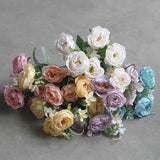 Msddl Artificial  Flower 6 Head Peony Elegant Fake Flores  Bouquet Wedding Home Decor Party Garden Ornaments