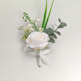 Msddl Boutonniere Wedding Men Accessories White Calla Lily Roses Artificial Flowers Buttonhole Decoration Guests Marriage Corsage Pins