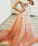 Msddl  Blush Pink Lace Appliques Prom Dresses 2023 Corset Sweetheart Neck Shiny Tulle Evening Party Dresses Vestidos De Fiesta