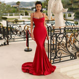 Msddl Back to school Smileven Red Sweetheart Formal Evening Gowns Sexy Beaded Pearls Prom Dresses 2023 Sexy Side Split Satin Evening Party Dress