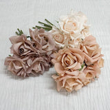 Msddl Moist Latex 5Head Rose Flower Decoration Bouquet Real Touch Artificial Roses Flowers for Bridal Bouquet Wedding Party Home decor