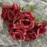 Msddl 7Heads Large Rose Bouquet Artificial Silk Flowers for Wedding Decor Rose Bridal Bouquet Fake Flowers Indoor Home Display Roses