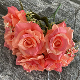 Msddl 7Heads Large Rose Bouquet Artificial Silk Flowers for Wedding Decor Rose Bridal Bouquet Fake Flowers Indoor Home Display Roses