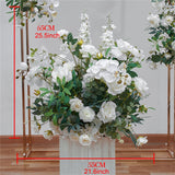 Msddl Wedding Decoration Flowers White Champagne Floral Arrangement Horn Moon Shape Table Centerpieces Ball Artificial Flower Stand Decor