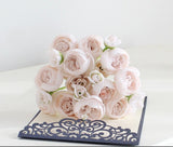 Msddl 24Heads Small Camellia Bunch Artificial Silk Flower Bridal Bouquet Wedding Decor Fake Tea Rose Flowers Party Home Display Floral