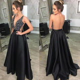 Msddl  Deep V-Neck Sequined Evening Robe Dress Fashion Elegant Backless Black Long Sweep Train For Women Cocktail Prom Dress