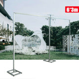 Msddl 3x6M Wedding Arch Metal Iron Backdrop Stand Door Birthday Party Decor Silver Balloon Frame Garden Flower Plants Rack