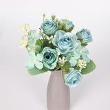 Msddl 27cm Rose Artificial Flower Bouquet Living Room Fake Flower Plant Decoration Wedding Articles Window Display