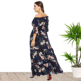 Msddl  Plus Size Beach Evening Dress Off-The-Shoulder Chiffon Printing Summer Dress For Women Half-Sleeve A-Line Long Party Prom Gowns