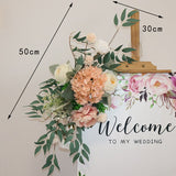 Msddl Champagne Artificial Wedding Decoration Welcome Sign Flowers Photo Props Corner Floral Party Christmas Arch Decor Hanging Flower Garland