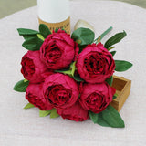 Msddl Simulation 7Head Round Peony Bunch Silk Peonies Flowers for Wedding Flower Arrangement Decoration Bridal Bouquet Home Decoration