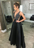 Msddl  Deep V-Neck Sequined Evening Robe Dress Fashion Elegant Backless Black Long Sweep Train For Women Cocktail Prom Dress