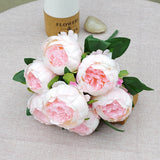Msddl Simulation 7Head Round Peony Bunch Silk Peonies Flowers for Wedding Flower Arrangement Decoration Bridal Bouquet Home Decoration