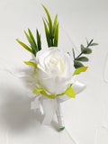 Msddl Boutonniere Wedding Men Accessories White Calla Lily Roses Artificial Flowers Buttonhole Decoration Guests Marriage Corsage Pins