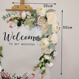 Msddl Champagne Artificial Wedding Decoration Welcome Sign Flowers Photo Props Corner Floral Party Christmas Arch Decor Hanging Flower Garland