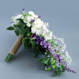 Msddl New Waterfall Wedding Bridal Bouquet Bridesmaid Hand Tied Artificial Flower Decoration Festive Party Supplies Decoration