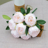 Msddl Simulation 7Head Round Peony Bunch Silk Peonies Flowers for Wedding Flower Arrangement Decoration Bridal Bouquet Home Decoration
