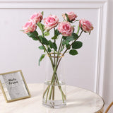 Msddl 5Pcs Feel Moisturizing Curl Edge Rose Fake Flowers for Home Decoration Fake Rose Wedding Event Decor Party Flower Arrangement