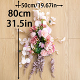 Msddl Pink Flower Row Wedding Rose Artificial Flower Scene Luxury Arch Background Wedding Decoration Winter Party Ceremony Silk False Flowers