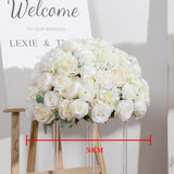 Msddl Large White Artificial Flower Row Ball Fake Plant Runner Wedding Decoration Backdrop Wall Decor Centerpiece Table Floral Party Prop Arrange