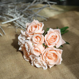 Msddl 9 Branch Rose Bouquet Artificial Flowers Wedding Bride Holding Flowers Home Decoration Floral Party Event Decor Layout Bouquet