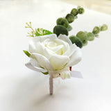 Msddl Boutonniere Wedding Men Accessories White Calla Lily Roses Artificial Flowers Buttonhole Decoration Guests Marriage Corsage Pins