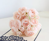 Msddl 24Heads Small Camellia Bunch Artificial Silk Flower Bridal Bouquet Wedding Decor Fake Tea Rose Flowers Party Home Display Floral