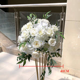 Msddl Large White Artificial Flower Row Ball Fake Plant Runner Wedding Decoration Backdrop Wall Decor Centerpiece Table Floral Party Prop Arrange