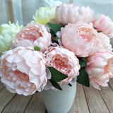 Msddl Round Peonies 5Heads/Bunch Artificial Flowers Wedding Decoration Fake Flowers Bridal Bouquet Peony Home Party Event Decor Floral