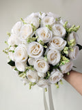 Msddl White Wedding Bouquet for Bride Bridesmaid Silk Roses Artificial Flowers Boutonniere Mariage Bouquet Wedding Accessories Corsage