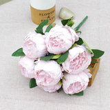 Msddl Simulation 7Head Round Peony Bunch Silk Peonies Flowers for Wedding Flower Arrangement Decoration Bridal Bouquet Home Decoration