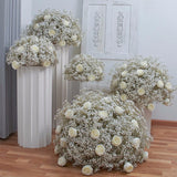 Msddl 40 to 80cm Custom White Artificial Baby Breath Flowers Event Wedding Decoration Gypsophila Floral Ball Table Centerpiece Arrange Prop