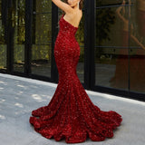 Msddl  Sexy Off Shoulder Sequin Mermaid Evening Dresses Long Luxury 2023 With Train Sparkly Sweetheart Neck Prom Party Gowns