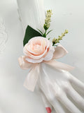 Msddl White Wedding Bouquet for Bride Bridesmaid Silk Roses Artificial Flowers Boutonniere Mariage Bouquet Wedding Accessories Corsage