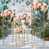 Msddl 4/10PCS Gold Metal Wedding Flower Stand Floor Vases Flowers Column Stand Road Lead Rack for Wedding Arch Party Event Anniversary