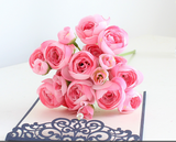 Msddl 24Heads Small Camellia Bunch Artificial Silk Flower Bridal Bouquet Wedding Decor Fake Tea Rose Flowers Party Home Display Floral