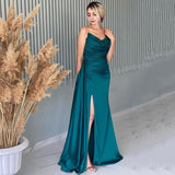 Msddl  Sexy Royal Luxury Blue Evening Dress Strapless Pleated Off Shoulder Women's Elegant Prom Sleeveless Side Split Party Gown