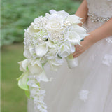 Msddl Wedding bride holding flower PU calla lily drill buckle water drop waterfall photo holding bouquet bridesmaid flower