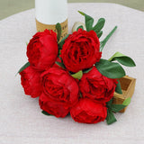 Msddl Simulation 7Head Round Peony Bunch Silk Peonies Flowers for Wedding Flower Arrangement Decoration Bridal Bouquet Home Decoration