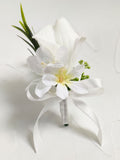 Msddl Boutonniere Wedding Men Accessories White Calla Lily Roses Artificial Flowers Buttonhole Decoration Guests Marriage Corsage Pins