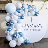 Msddl 100pcs Macaron Pastel Blue White Metallic blue Balloon Arch Garland Wedding Birthyday Baby Shower Party Background Decor Globos