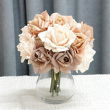 Msddl Moist Latex 5Head Rose Flower Decoration Bouquet Real Touch Artificial Roses Flowers for Bridal Bouquet Wedding Party Home decor