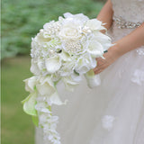 Msddl Wedding bride holding flower PU calla lily drill buckle water drop waterfall photo holding bouquet bridesmaid flower